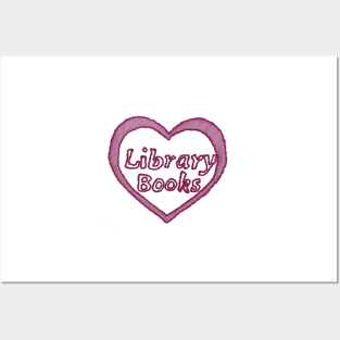 Library Books Heart Embroidery Posters and Art